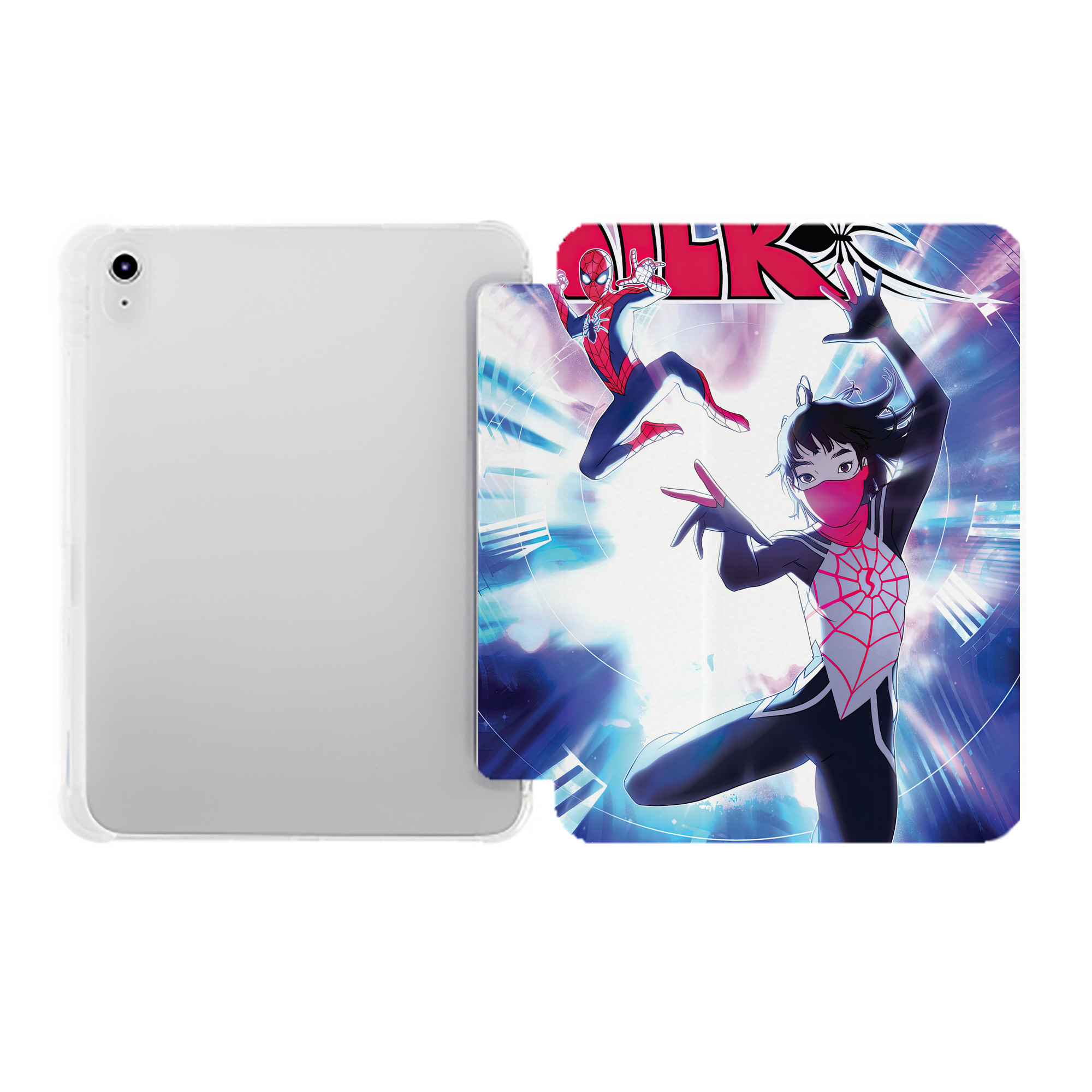 （画像用） Spider Man スパイダーマン IPad ケース ペン収納付き 三つ折りスタンド PUレザー×シリコン 対応機種9.5/10.5/10.9インチ